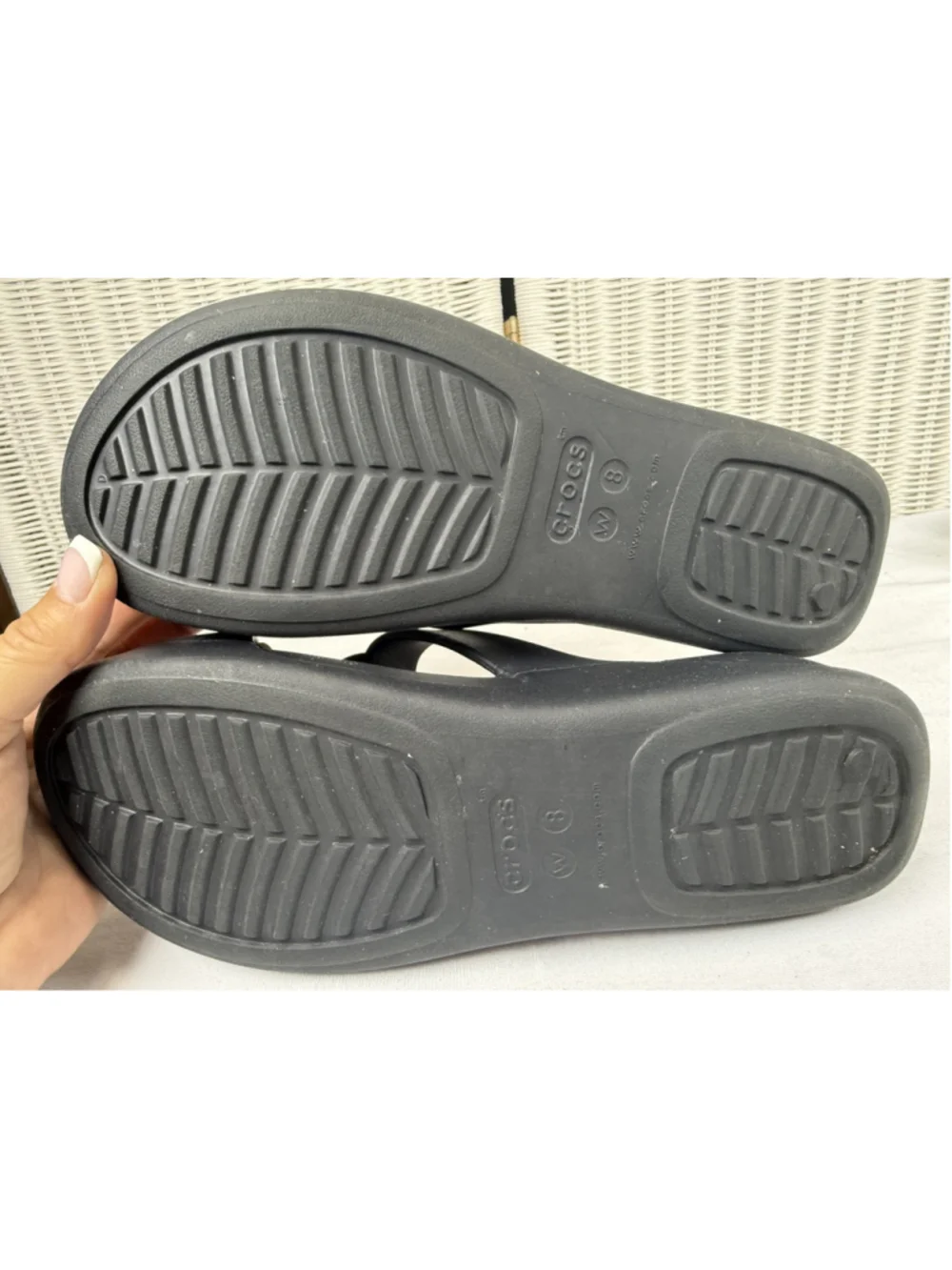 Crocs Monterey Diamante Wedge Slide Sandals Slip On Women 8 Navy Blue 206367